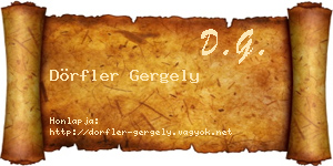 Dörfler Gergely névjegykártya